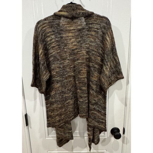 ANA Short-Sleeve Waterfall Cardigan Brown GUC - Picture 2 of 7